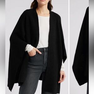 ALLSAINTS TRAVELING RIB RUANA BLACK